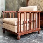 Art Deco Velvet Armchair with Walnut Accents in Emerald Green