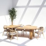 Umbria Dining Table made of solid mango wood with block-style legs and natural finish