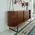 Mid-C Console – mid-century modern wooden console with tapered legs