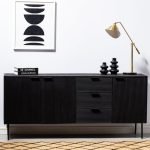 Adriana Black 3 Drawers & 3 Doors Sideboard featuring a sleek black finish, spacious storage compartments, and modern handles.
