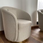 The Cocktail Armchair – mid-century accent chair with curved back and wooden legs