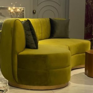 The Half Moon Sofa – curved modern sofa with plush velvet upholstery in crescent shape