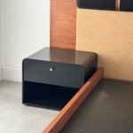 Ivy solid wood nightstand with floral carvings and two drawers