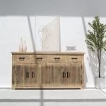 Carrie Classic Wooden Sideboard & Buffet featuring traditional panel detailing, spacious compartments, and a smooth wooden finish.