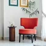 Oona Accent Chair – rounded sculptural lounge chair in velvet or fabric