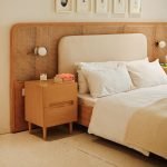 Prolific Bed – modern solid wood platform bed with elegant headboard design in a stylish bedroom
