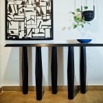Axis Console – modern wooden console table with intersecting leg design