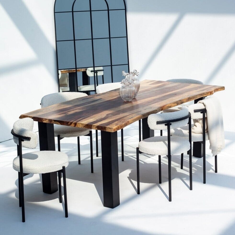 Isabella Dining Table with rosewood top and elegant solid wood base