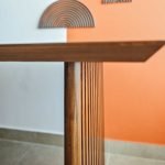 H-M Dining Table – modern wooden dining table with H-shaped legs and minimalist top