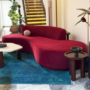 Serpentine Sofa by Vladimir Kagan showcasing its distinctive curved design and luxurious upholstery.