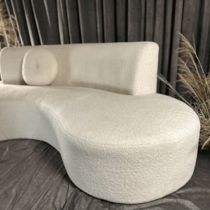 Scandinavian 3-Seater Sofa with natural wood legs and minimalist fabric upholstery in a modern interior