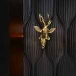 The Sahara Stag Cabinet – solid wood cabinet with hand-painted stag motif in earthy tones