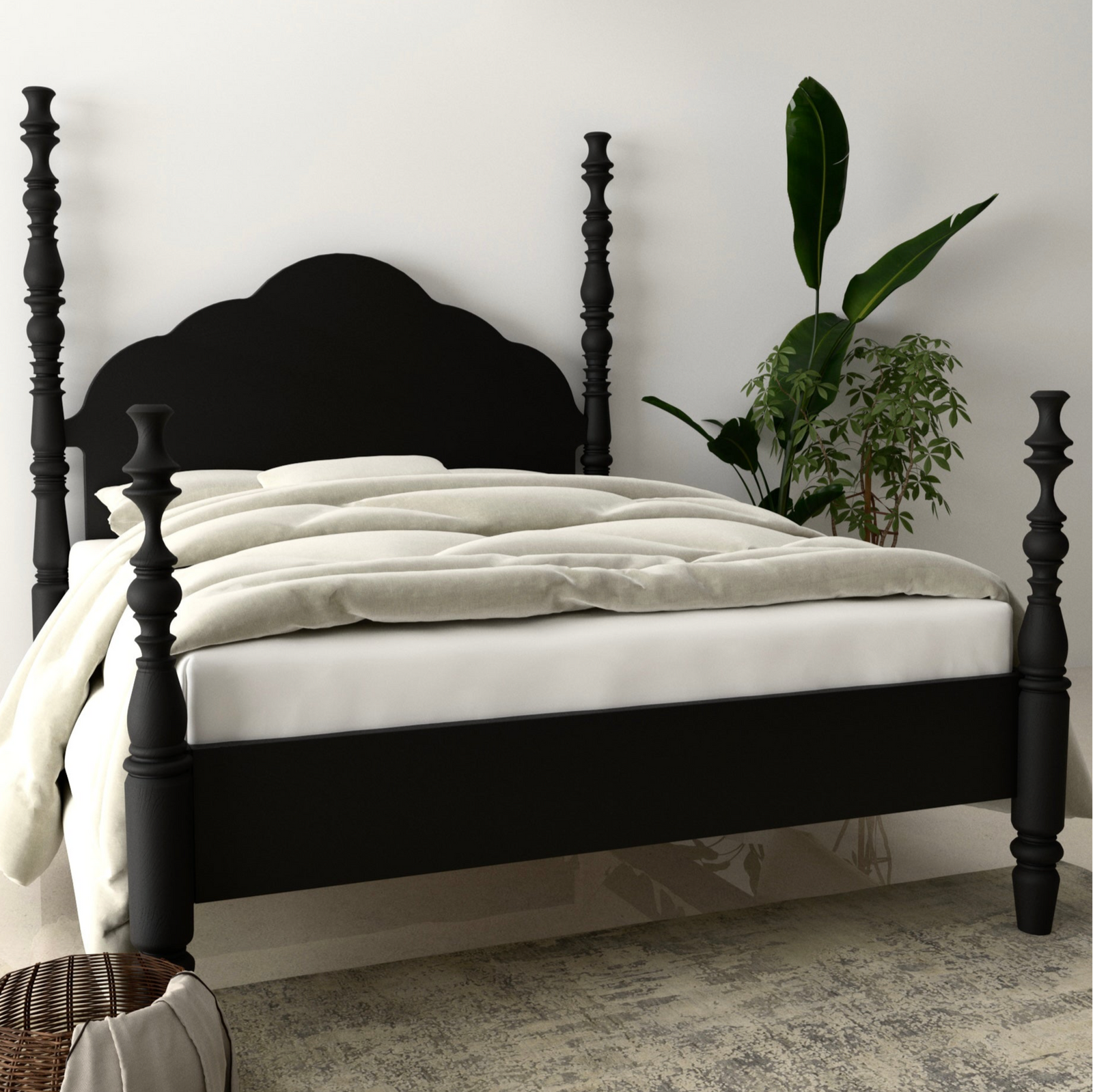 Solivo Solid Sheesham Wood Poster Bed in natural finish with box storage, showcasing elegant design and sturdy construction.