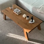 CasaLow Wooden Coffee Table in natural oak finish with minimalist lines in a serene living room