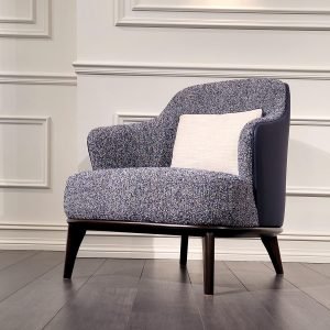 NestEase Arm Chair in soft linen fabric with curved back and plush cushions in a cozy living space