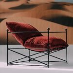 Eclipse Lounge Chair with sculptural wooden frame and curved armrests