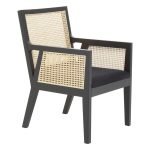 Sura Cane and Black Dining Chair featuring a brushed ebony frame and natural cane backrest​