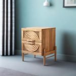 Sina solid mango wood bedside table with drawer and open shelf in natural finish