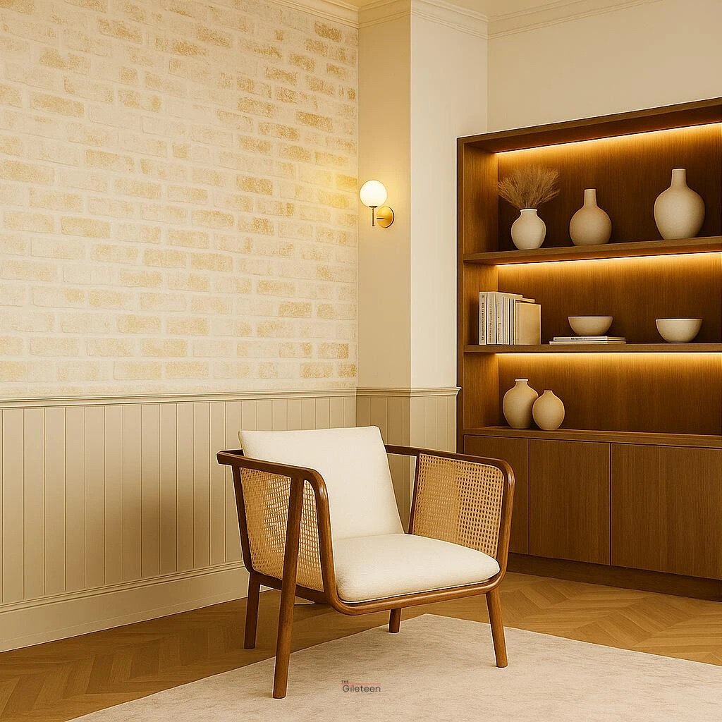 CaneCharm Armchair with a handwoven cane back, solid wood frame, and upholstered seat — perfect for cozy, stylish corners.