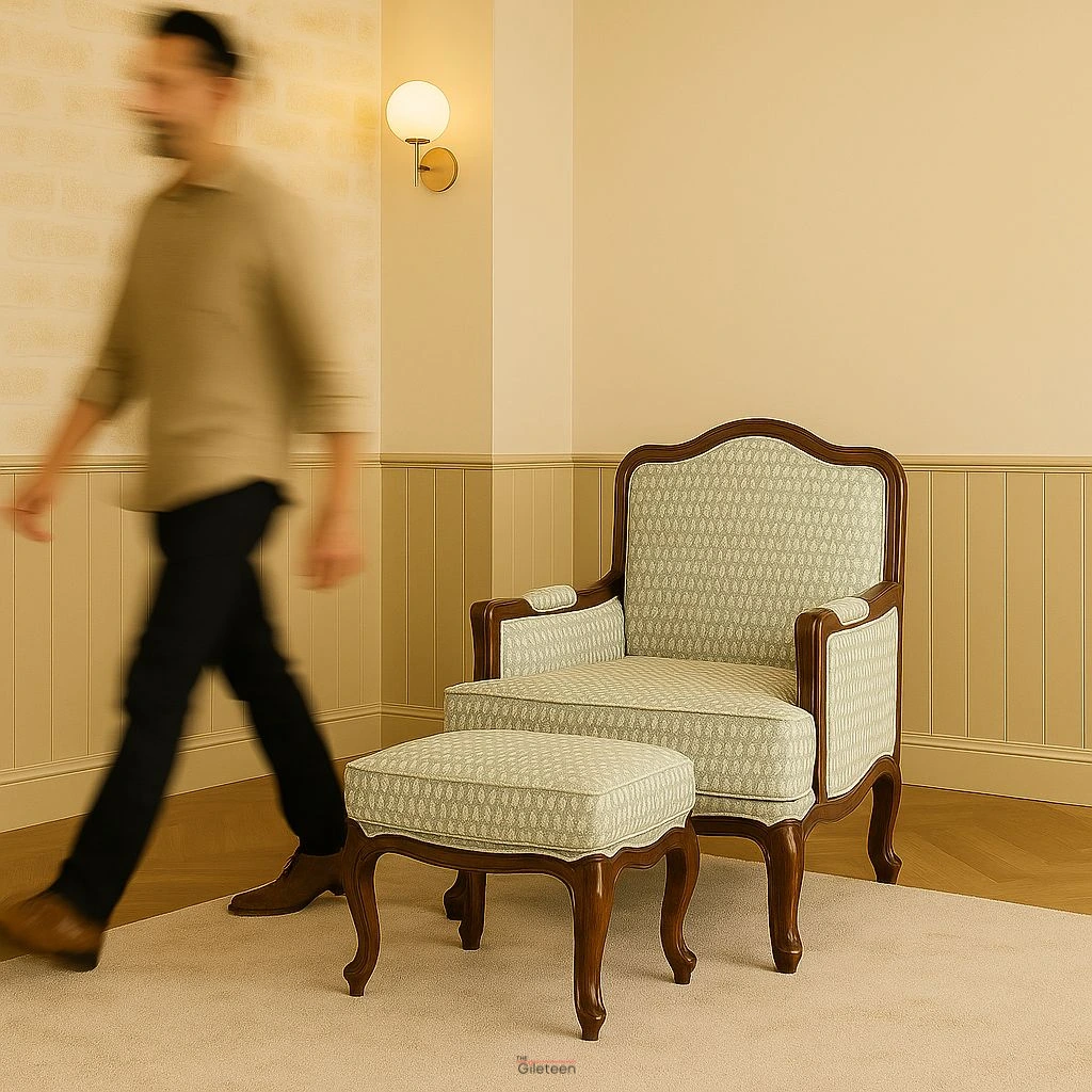 StudioForm Armchair with a clean-lined wooden frame, upholstered cushion seat and back, ideal for modern studios and living rooms.