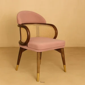 CaneSoul Arm Chair – handcrafted wooden armchair with natural cane backrest and seat, designed for comfort and timeless appeal.