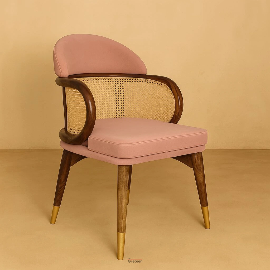 CaneSoul Arm Chair – handcrafted wooden armchair with natural cane backrest and seat, designed for comfort and timeless appeal.