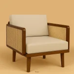 SoloNest Arm Chair made from solid wood with upholstered seat and backrest — perfect for cozy corners and stylish interiors.