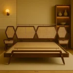 TrunkRoot Bed made from solid Sheesham wood with thick carved headboard and sturdy frame — ideal for rustic or heritage-style bedrooms.