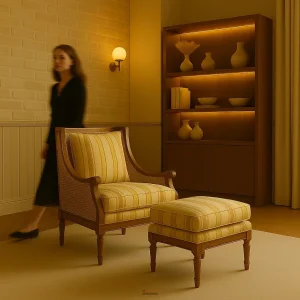 OakSoul Armchair handcrafted from solid wood with upholstered seat and curved arms — perfect for natural, calming interiors.